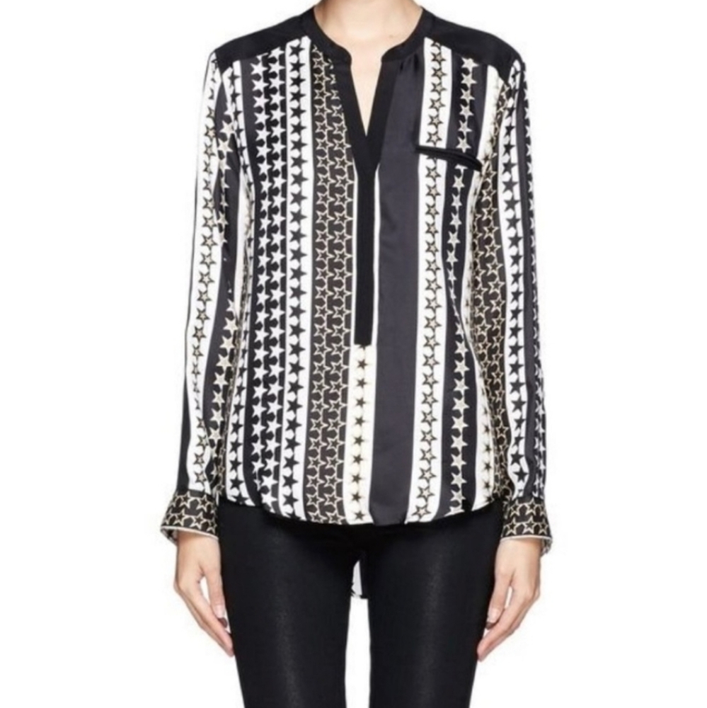 Sandro Silk stars blouse US Medium/ size 1 Luxury Old Money Mobwife